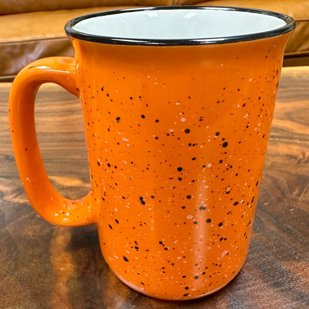 Orange Ceramic Coffee Mug Camping Style (8 oz)